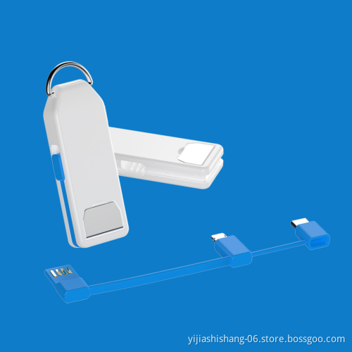 Custom Logo  Multi-function Cell Phone Stand Holder 3 in 1 Usb Charger Data Cable With Keychain